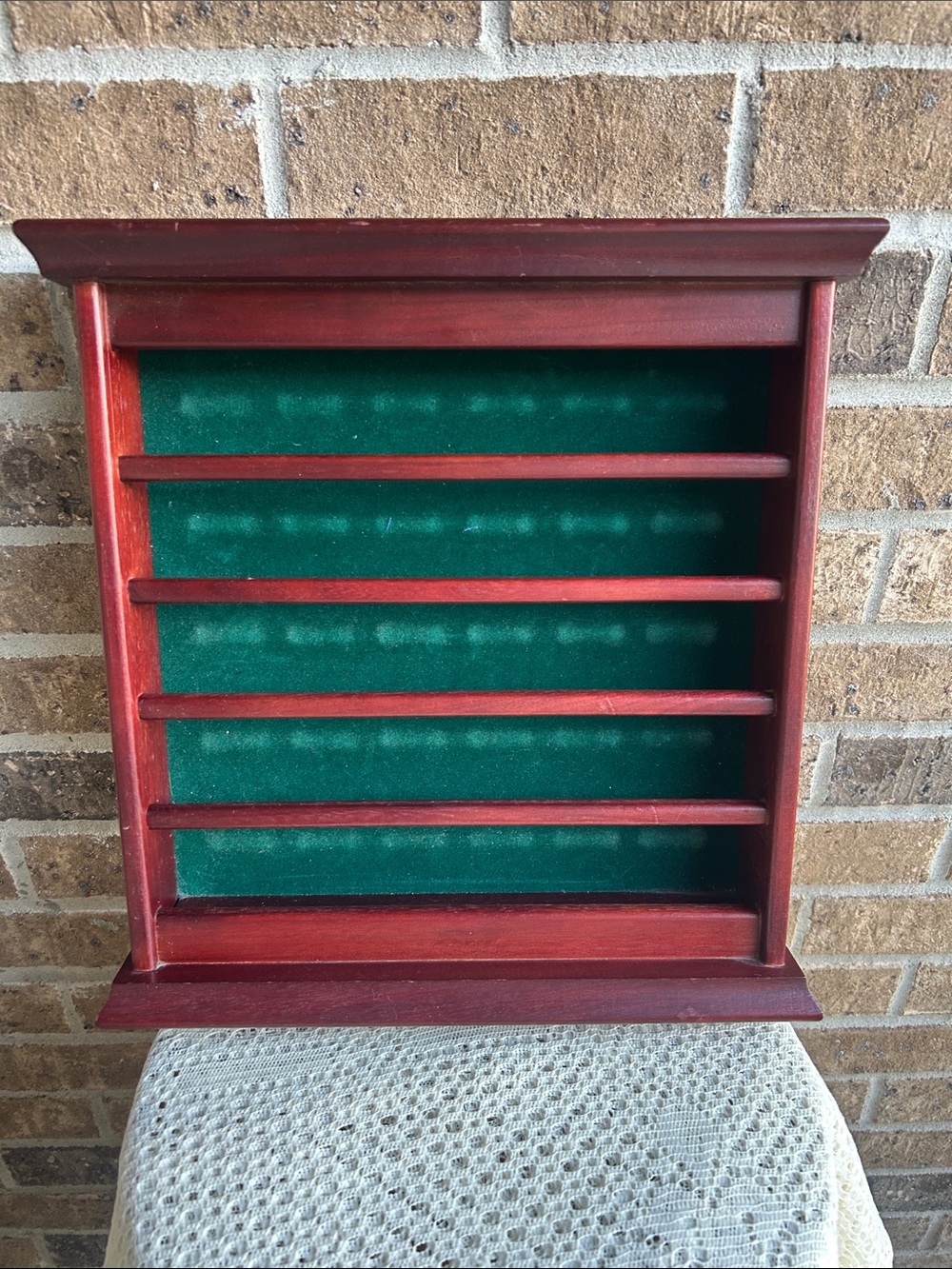 Vintage Wooden golf ball shelf with Green Felt Display